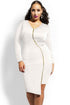 Sexy White Sexy Zipped Knee Length Plus Size Dress